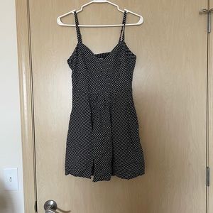 Express black and white polkadot dress